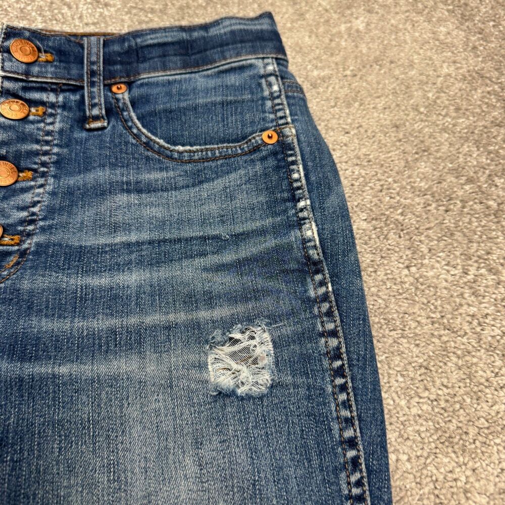 Madewell 10" High Rise Skinny Denim Jeans Womens 27 Blue Raw Hem Button Fly - Picture 9 of 16